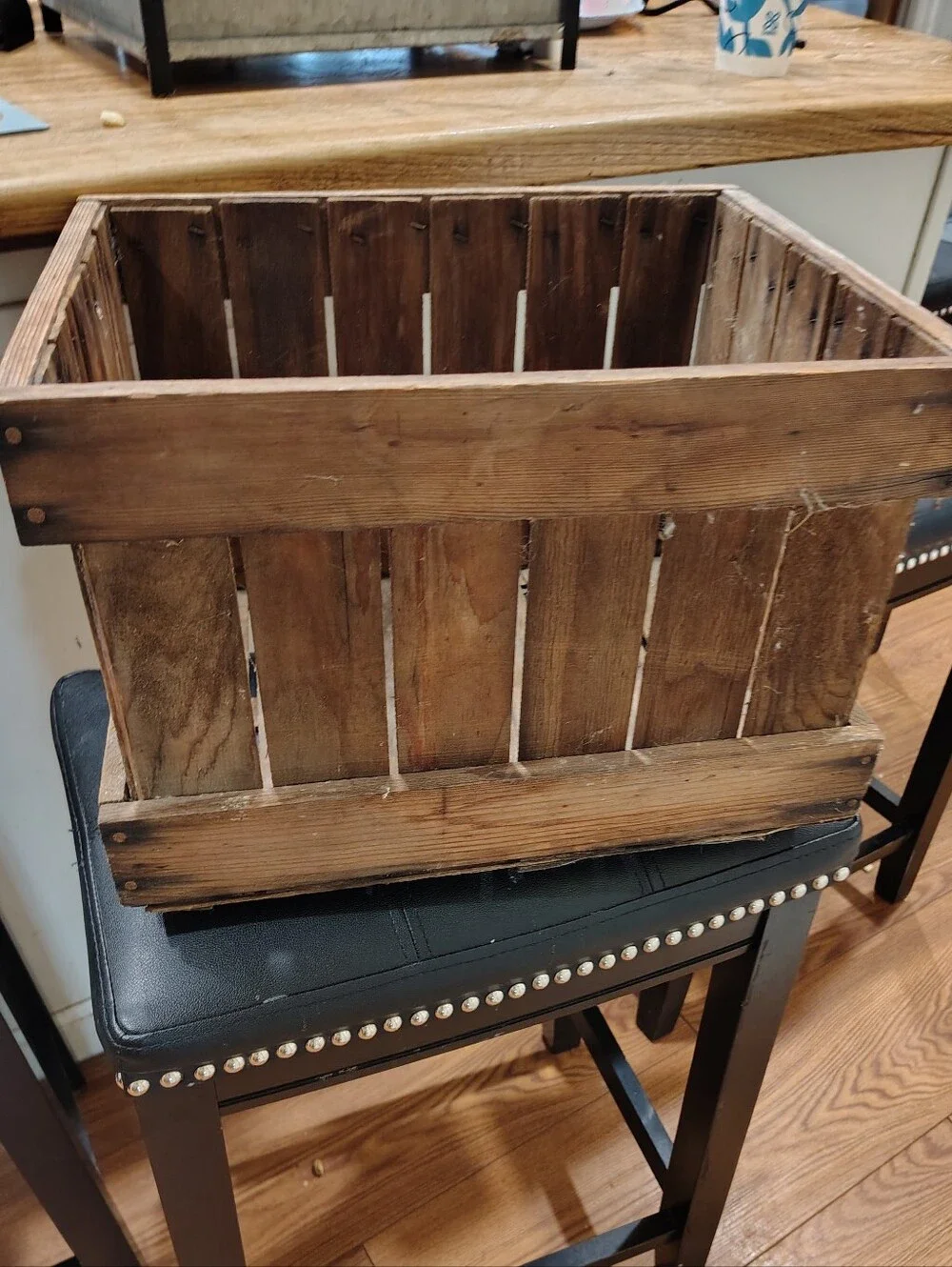 Rustic Vintage Wooden Cranberry Barrel Crate - Brown